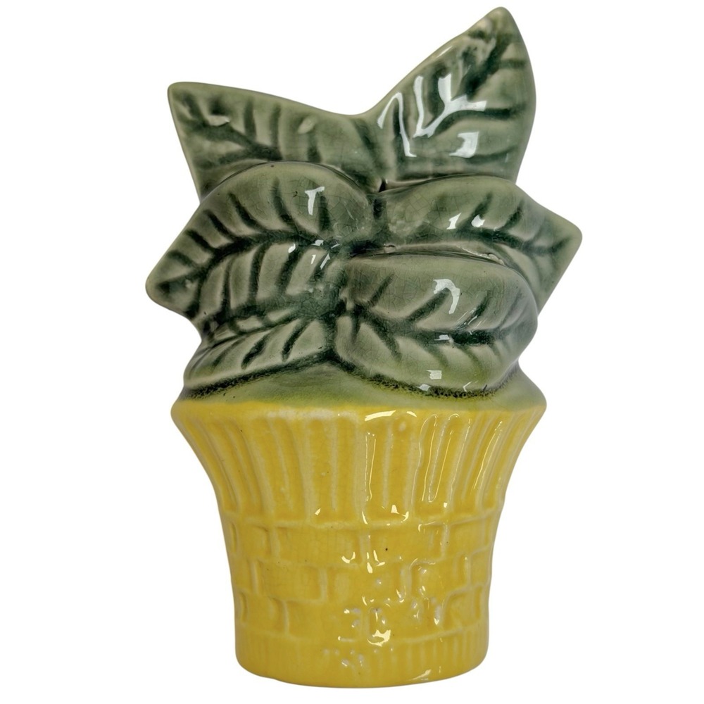 Vtg 1950s Cardinal China Co Measuring Spoon Holder Wall Pocket‎ Plant In Pot MCM